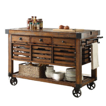 Load image into Gallery viewer, 52" Rolling Kitchen Cart With Storage - Brown