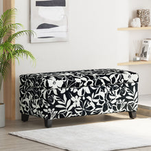 Load image into Gallery viewer, Luxury Storage Ottoman With Floral Patterned Fabric, Soft-Close Hinges, Multi Functional