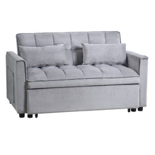 Load image into Gallery viewer, Sleeper Loveseat With Toss Pillows - Light Gray / Black