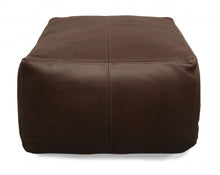 Load image into Gallery viewer, Leather Square Pouf Ottoman - Dark Brown