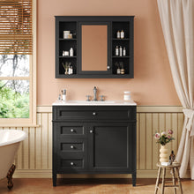 Load image into Gallery viewer, Bathroom Vanity With Mirror Cabinet, Single Sink With 2 Soft Closing Doors And 4 Drawers