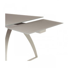 Load image into Gallery viewer, 94" Glass And Metal Self-Storing Leaf Sled Base Dining Table - Gray