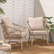 Load image into Gallery viewer, Bruce - Outdoor Club Chair Set With Water Resistant Cushions Rattan And Iron - Brown