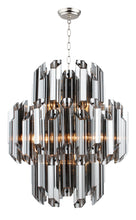 Load image into Gallery viewer, Unique Statement Nine Light Metal Beveled Glass Chandelier With Shades - Silver