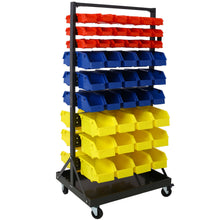 Load image into Gallery viewer, 90 Parts Bin Shelving Storage Organizer With Locking Wheels For Shop Garage And Home - Black / Yellow