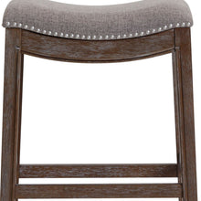 Load image into Gallery viewer, Wood Fabric And Solid Wood Backless Counter Height Bar Chair - Taupe / Brown