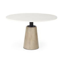 Load image into Gallery viewer, 48" Rounded Marble Pedestal Base Dining Table - White / Natural