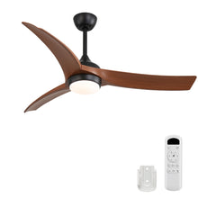 Load image into Gallery viewer, Ceiling Fan With 3 Blades, Remote Control Reversible DC Motor, Dimmable Light, And 1H / 4H / 8H Timer - Black