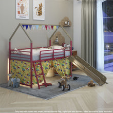 Load image into Gallery viewer, Jack - House Loft Bed With Slide And Curtain Set