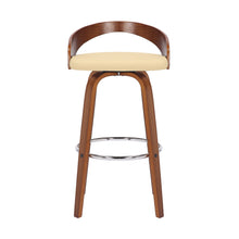 Load image into Gallery viewer, 30" Faux Leather And Solid Wood Swivel Low Back Bar Height Bar Chair - Cream And Brown