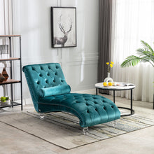 Load image into Gallery viewer, Velvet Chaise Lounge Indoor, Button Tufted Upholstered Chaise Lounge Chair With Pillow