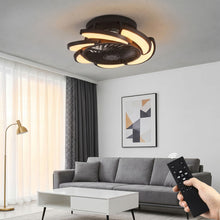 Load image into Gallery viewer, Bladeless Ceiling Fan With Remote Control, 6 Speeds Dimmable Light, Enclosed Low Profile For Living Room - Black