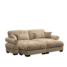Load image into Gallery viewer, Modern Sectional Sofa With Ottoman, Round Bolster Armrests, Waist And Throw Pillows