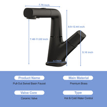 Load image into Gallery viewer, Pull Down Bathroom Sink Faucet With Three Water Modes And Construction - Matte Black