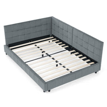 Load image into Gallery viewer, Mid-Century Storage Upholstered Tufted Bed Frame With Backrest And Armrests