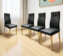 Load image into Gallery viewer, Upholstered Faux Leather Dining Side Chairs (Set of 4) - Black