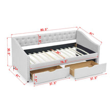 Load image into Gallery viewer, Upholstered Tufted Daybed With 2 Drawers, Waved Arms