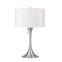 Load image into Gallery viewer, 28" Metal Bedside Table Lamp With White Shade - Silver