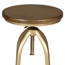 Load image into Gallery viewer, Swivel Backless Adjustable Height Bar Chair With Footrest 30" - Brown And Gold
