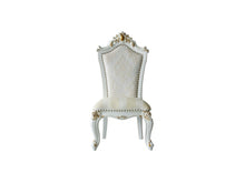 Load image into Gallery viewer, Faux Leather Damask Side Chair (Set of 2) - Beige And White
