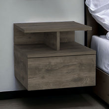 Load image into Gallery viewer, 12" One Drawer Faux Wood Floating Nightstand - Brown