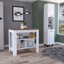 Load image into Gallery viewer, Wood Flat Door Kitchen Island Set With Storage (492015) - Natural / White