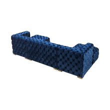 Load image into Gallery viewer, Tufted Velvet Modular U Shaped Sofa Chaise Sectional With Toss Pillows - Blue