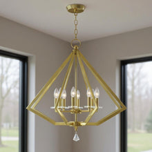 Load image into Gallery viewer, 28" Eight Light Dimmable Chandelier With Shades - Brass