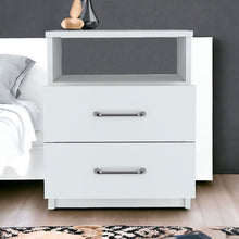 Load image into Gallery viewer, 16" x 12.9" x 19.9" Two Drawer Faux Wood Nightstand - White