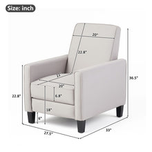 Load image into Gallery viewer, Upholstered Push Back Recliner Chair For Living Room