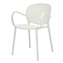 Load image into Gallery viewer, Heavy Duty Plastic Partially Open Back Dining Arm Chairs (Set of 4) - White