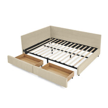 Load image into Gallery viewer, Mid-Century Storage Upholstered Tufted Bed Frame With Backrest And Armrests