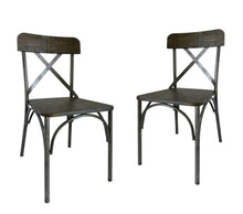 Load image into Gallery viewer, Solid Wood Cross Back Dining Side Chairs (Set of 2) - Brown / Gray