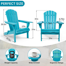 Load image into Gallery viewer, Outdoor Folding Adirondack Chair Patio With Natural Grain Texture - Turquoise Blue