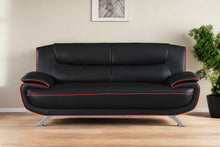 Load image into Gallery viewer, Leather Sofa With Silver Legs - Black