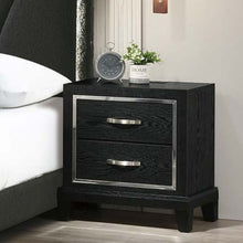 Load image into Gallery viewer, Nightstand With USB Port, Tapered Legs - Black