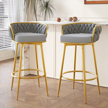 Load image into Gallery viewer, Modern Low Back Upholstered Counter Height Bar Stools (Set of 2)