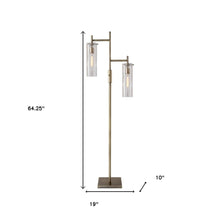 Load image into Gallery viewer, Two Light Novelty Floor Lamp With Clear Drum Shade - Brass
