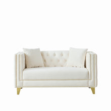 Load image into Gallery viewer, 2 Seater Deep Seat Sofa With Button Nailhead, Square Arm