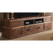 Load image into Gallery viewer, Leather Cabinet Enclosed Storage TV Stand - Brown