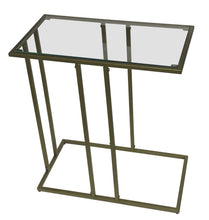 Load image into Gallery viewer, 26" Clear And Glass And Iron Frame End Table - Antiqued Gold
