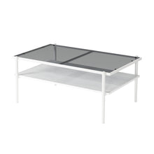 Load image into Gallery viewer, Rectangle Coffee Table With Tempered Glass Top And White Legs, Modern Table For Living Room