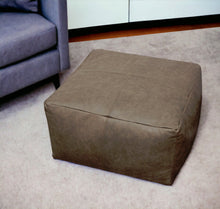Load image into Gallery viewer, Brown Distressed Leather Pouf Ottoman - Gray