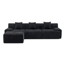 Load image into Gallery viewer, Chenille Modular Sofa Chaise With Ottoman Toss Pillows (725196) - Black