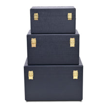 Load image into Gallery viewer, Hand Painted Decorative Box (Set of 3) (718678) - Navy Blue