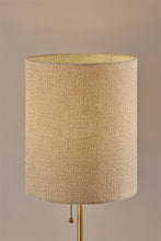 Load image into Gallery viewer, Marble And Metal Table Lamp With Beige Drum Shade - Black And Gold