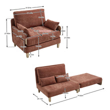 Load image into Gallery viewer, Mid Century Modern Foldable Sofa Bed, 3 In 1 Convertible Sleeper With 3 Pillows