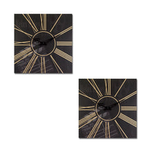 Load image into Gallery viewer, Analog Square Cinema Wall Clocks (Set of 2) - Black / Gold