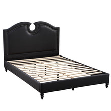 Load image into Gallery viewer, California King Size Bed With Nailhead Trim And Cut Out - Black