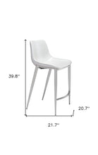 Load image into Gallery viewer, 21.7" x 20.7" x 39.8" Steel Low Back Counter Height Bar Chairs (Set of 2) - White And Silver